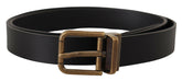 Dolce & Gabbana Black Leather Brass Metal Box Buckle Belt -   -  Dolce & Gabbana.